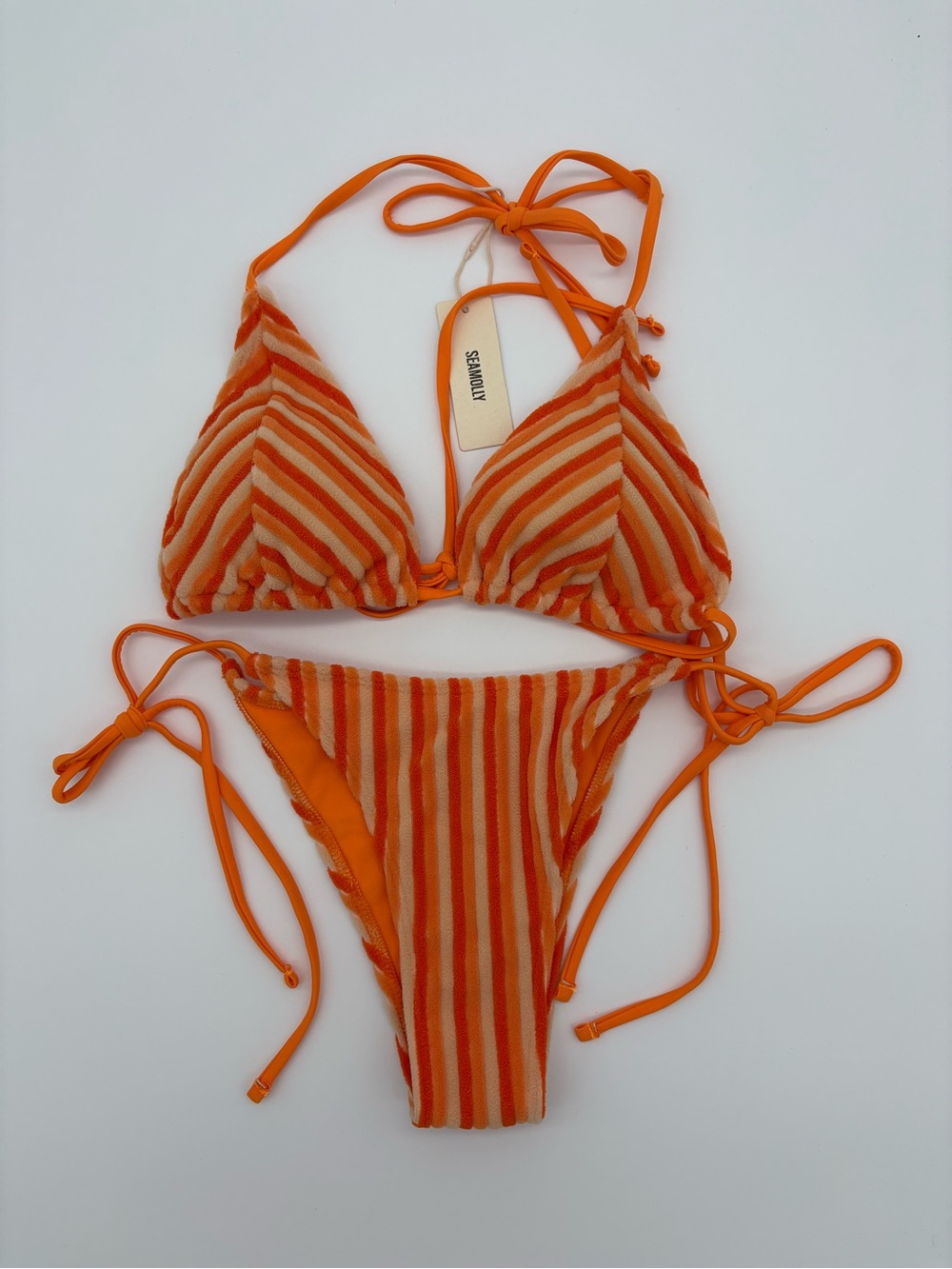Striped Orange Triangle Bikini Set NWT